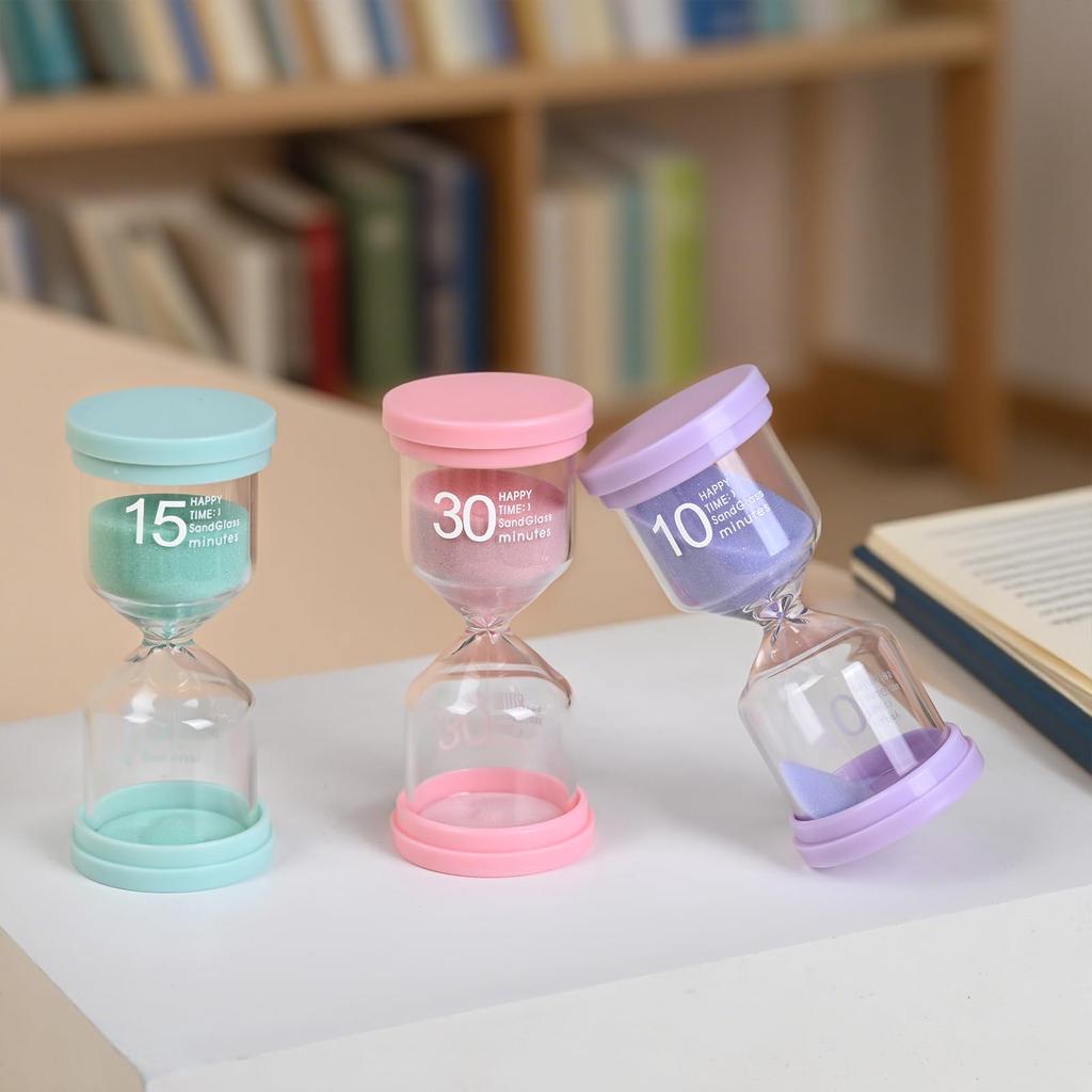 Lubanheart Sand Timer Hourglass Set of 6 - Mild Macaron Colors (1 min3 min5 min10 min15 min30 min) - Perfect for Home Decor, Kitchen Use, Cooking,