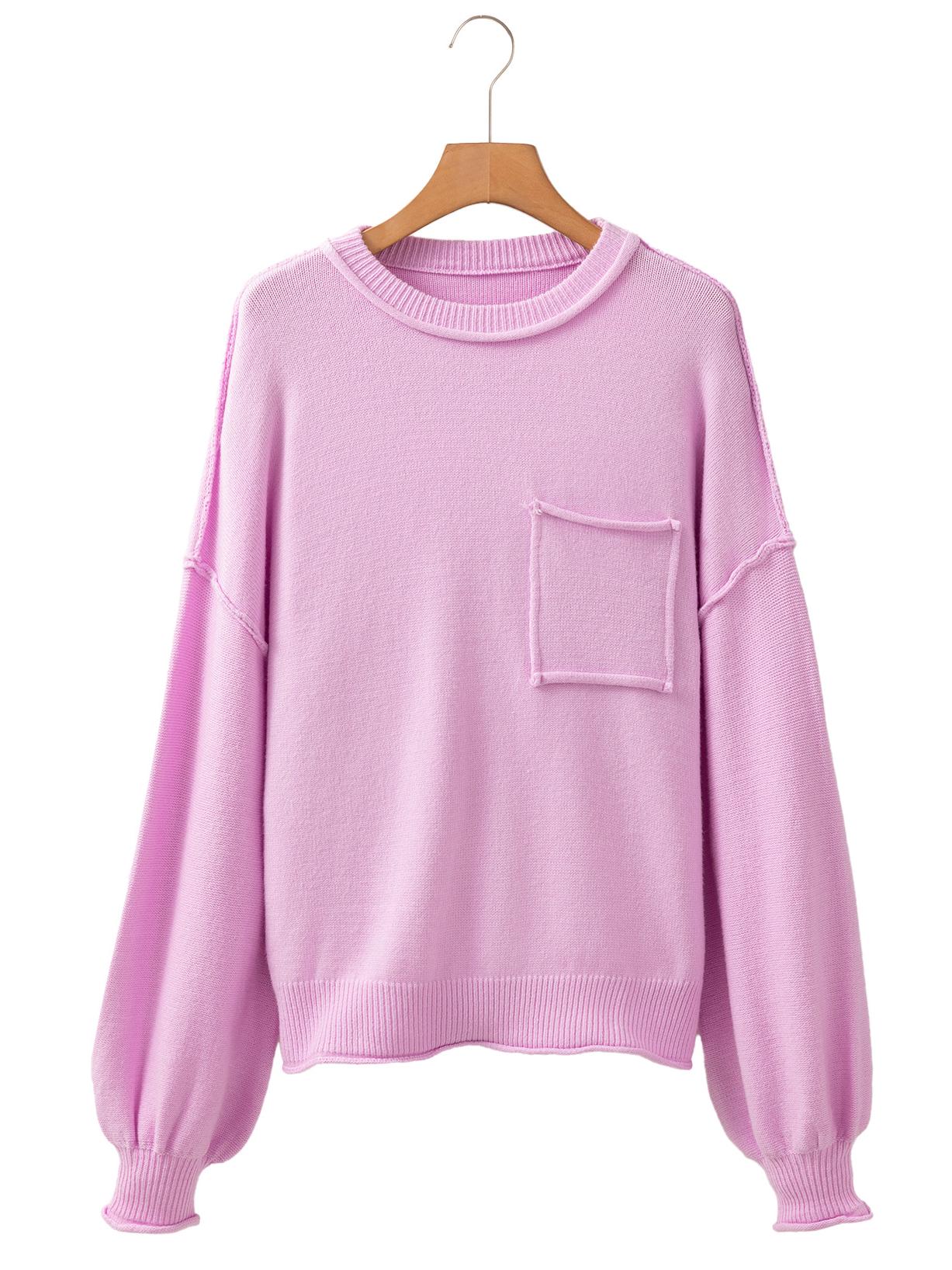 

Женский осенний пуловер с длинным рукавом и большим карманом – повседневный европейский и американский стиль, теплый свитер Small розовый