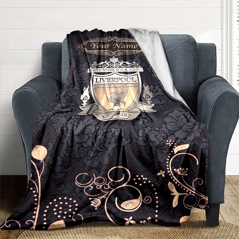 Liverpool Customize Text Blanket Gift Customizable Blanket Comfortable Perfect for Nap Chair Home Decor Picnics All-Season Use