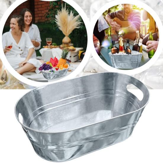 Cubo de hielo de 15L, cubo de almacenamiento de Metal para cerveza y bebidas, Enfriador de bebidas de gran capacidad, para fiesta, 2 uds.