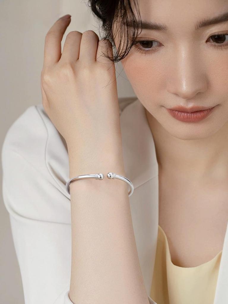925 Silver Metal Accessory [ChicSilver] Bangle, Women's, Leave-on, Simple, Hypoallergenic, Men's