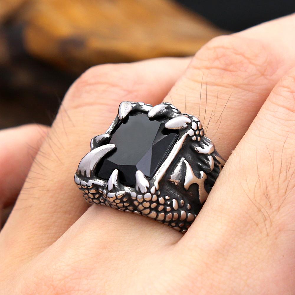 Gothic Vintage Dragon Claw Ring Stainless Steel Punk Hip Hop Ring For Men Women Unique Amulet Jewelry Gifts Dropshipping