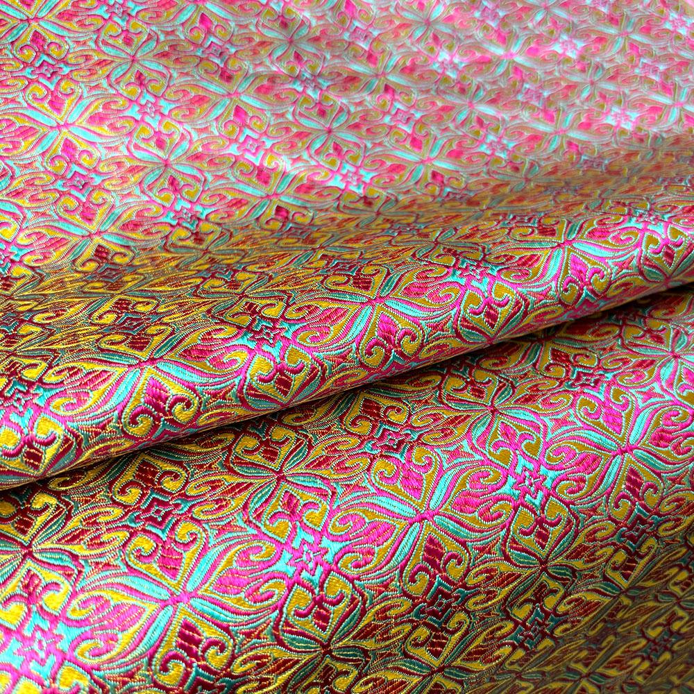 Jacquard Brocade Fabric Damask Flower Patterned Faux Silk Trim Cheongsam Children Costume Hanbok DIY Dress Doll Clothes Material