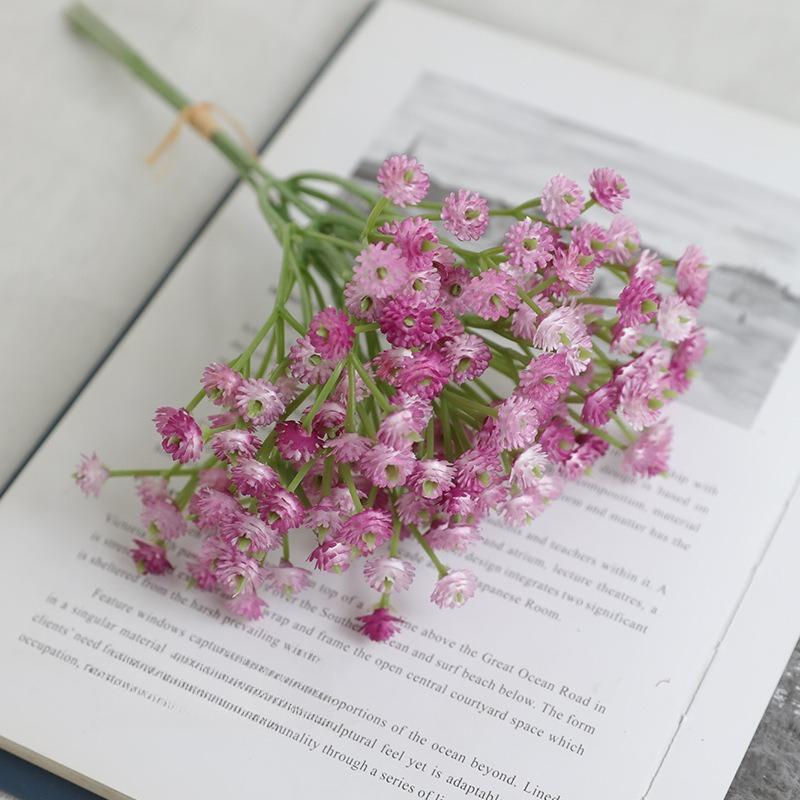 Soft Plastic Baby's Breath Artificial Flowers 22cm Real Touch Gypsophila Mini Bouquet for Wedding Home Decor, 1 Pack