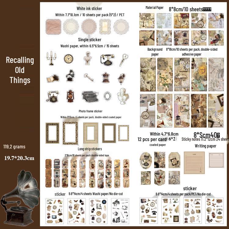 Yuxian Retro Collection: 4 Types of Journal Collage & Sealing Stickers