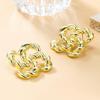 European and American Style Twisted Alloy Flower Earrings - Women's Fashion Jewelry
