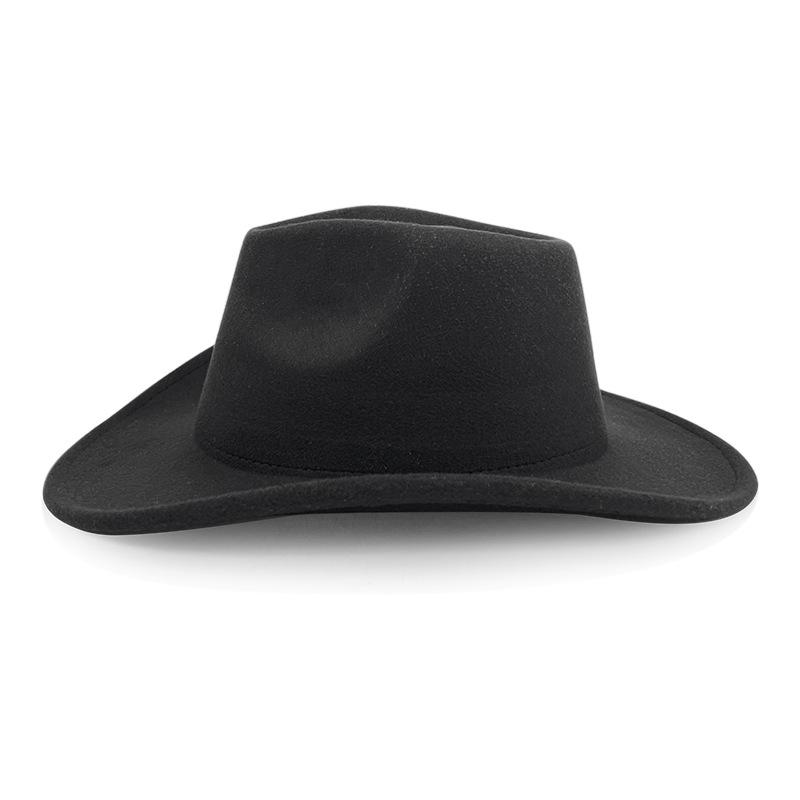 Populární klobouk Fedora z vlněné plsti - Přizpůsobitelný retro britský jazzový styl s jednobarevnou barvou a širokou srolovanou krempou