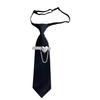 Pre Tied Tie With Metal Heart Rhinestone Design Classic Black Necktie For Business Casual Wear Easy Adjustable Alloy Buckle