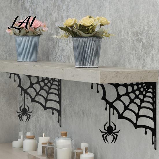 Indoor Outdoor Wall Embellishment 2Pcs Spider Web Corner Metal Art Signs Decor Gothic Artistic Decor Minimalist Aesthetic Sculpture for Living Room