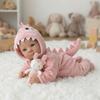 Cure 18 Inch Cloth Body Reborn Dolls Bettie Full Vinyl Body Newborn Babies Doll Wear Pink Dinosaur Romper Vivid Rebirth Dolls for Children's Day Gifts