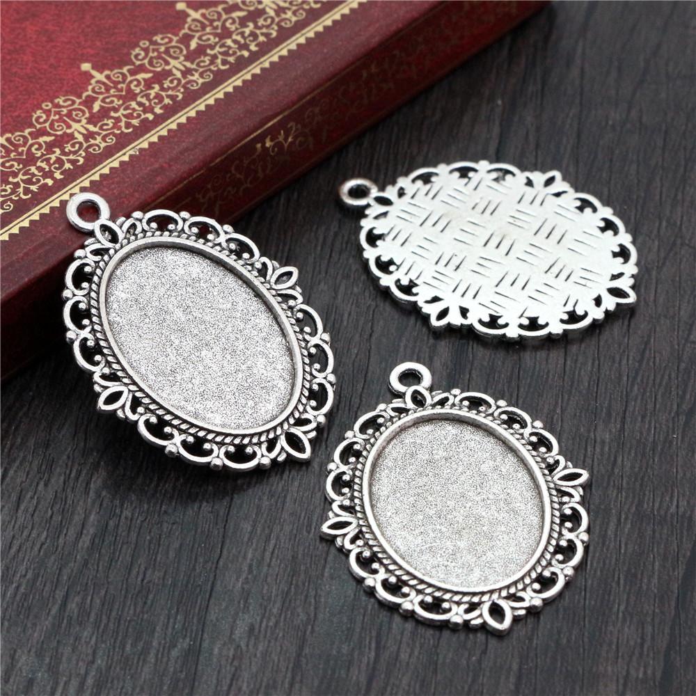 10 Stück 18x25mm Innenmaß 8 Farben Vintage Stil Cameo Cabochon Basis Fassung Anhänger Halskette Schmuckzubehör