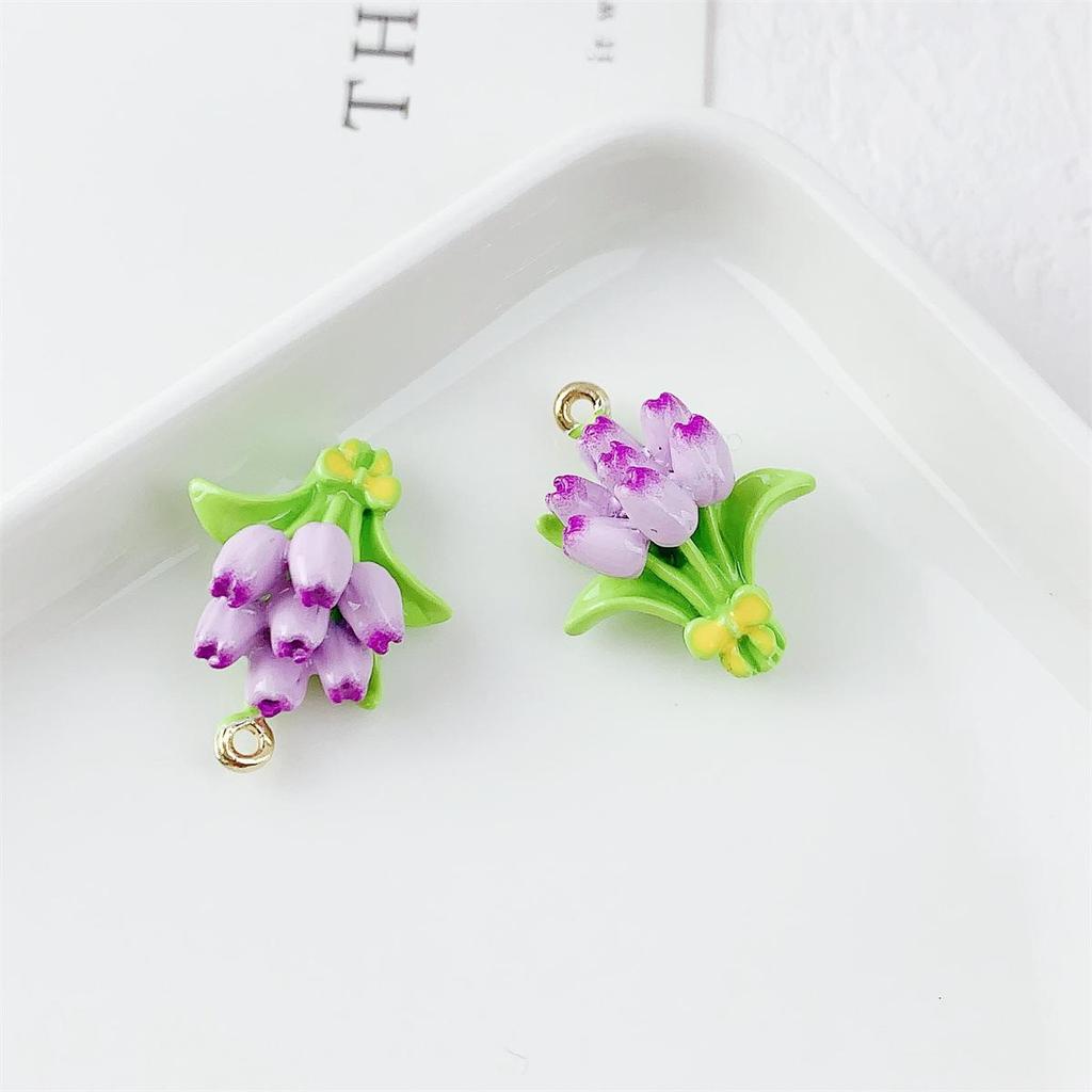16x20mm Colorful Tulip Oil Drip Alloy Pendant for DIY Jewelry Crafting
