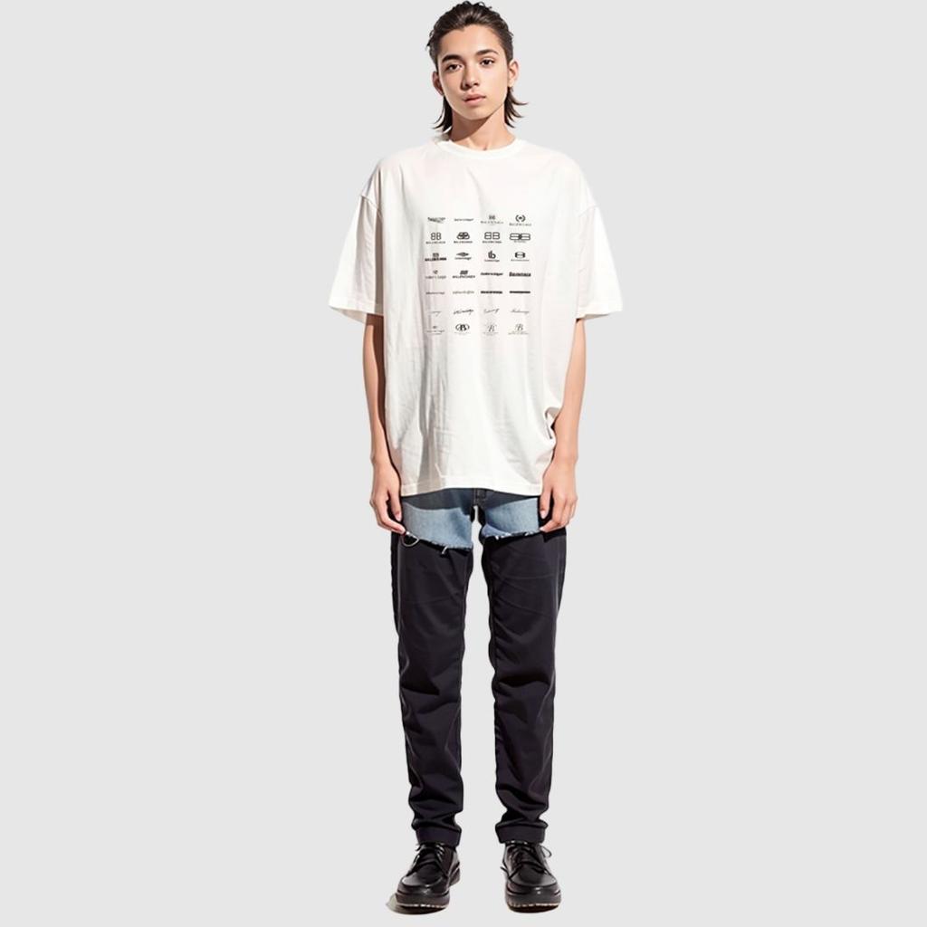 Balenciaga Archives Logos T-Shirt Oversized 'White' Unisex 712398TNVQ79784