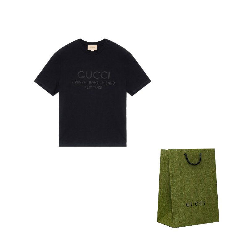 Gucci T Shirts Men's Black Crew Neck Moderate 616036XJFZA1000