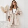 Women's Leopard Patchwork Drawstring Waist Slim Long Sleeve Trench Coat Elegant Casual Outerwear For Women