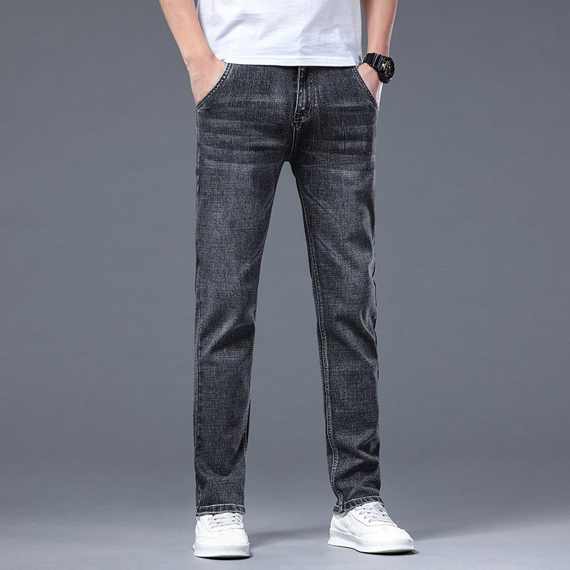 Męskie jeansy retro ze streczem o prostym kroju z merceryzowanej bawełny