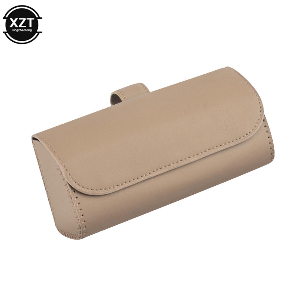 PU Leather Car Visor Sunglasses Case Clip Hanger Magnetic Fastener Sunglasses Holder Storage Box Eyeglasses Holder Car Interior