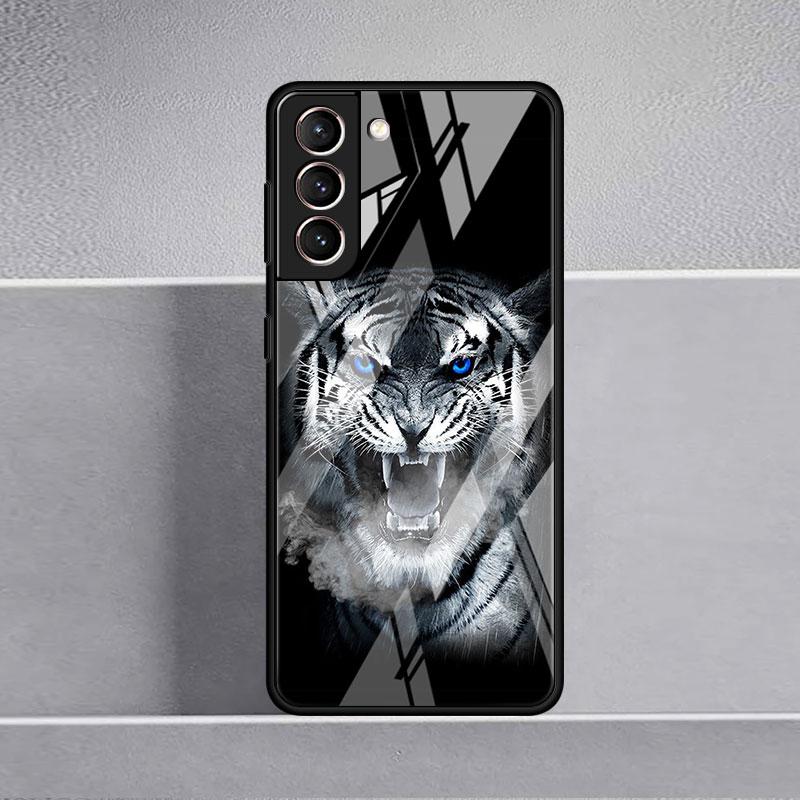 Husă de Sticlă cu Animal Tigru Pentru Samsung Galaxy S22 S20 FE S21 Plus Husă Telefon S10 5G S9 Note 20 Ultra 10 Lite Carcasă