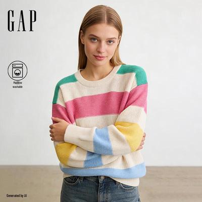 Women's Striped Cotton Loose-Fit Knit Top