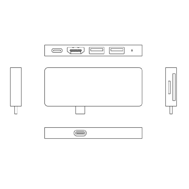 Type-C Dock Support 1080P 60Hz 4K 30Hz Card Port Multifunction Docking Charging Station with Detachable USB C Hub
