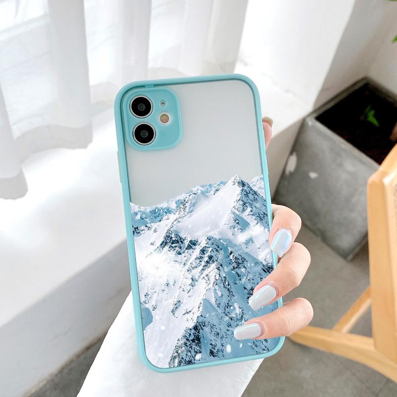 Aesthetic Snow Mountain Painting Phone Case for iPhone 7 8 Plus SE2 X XR XS MAX 15 14 12 13 mini 11 Pro Max Shockproof Cover