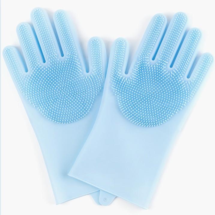 

Pet Bathing Gloves Dog Cat Bathing Anti-scratch and Bite-proof Teddy Golden Bristle Rubbing Bath Extended Cleaning Brush синий