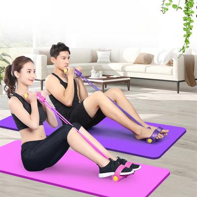 Posilovací zařízení, fitness odporové lano, jógový odporový pás, posilovací zařízení na sedy-lehy a břicho, multifunkční čtyřpramenný nožní pedálový expandér