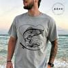 Retro Fish Fishing Print T-shirt Men Summer Breathable Tee T-Shirts Beach Vacation Casual Shirts Fisherman Gift Oversized Tops