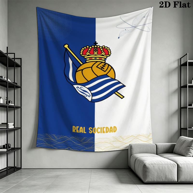 Real Sociedad Wall Tapestry Aesthetic Wall Hanging Printed Fabric Blanket Decorative Tapestries for Bedroom Living Room Home Decor