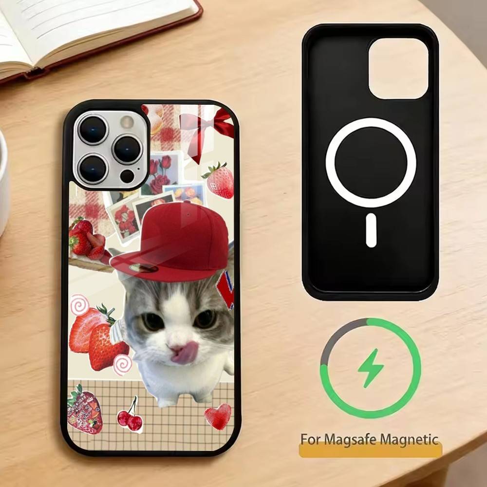

Funny Cute Cat Phone Case For iPhone17,16,15,14,13,12,11 Plus,Pro Magnetic For Magsafe Wireless Charging iPhone14PRO