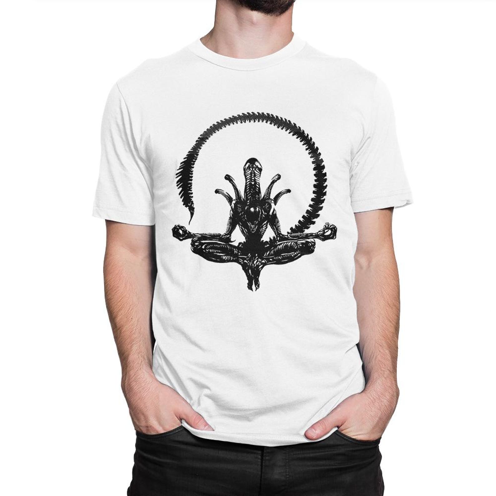 Alien Xenomorph Zen Meditation T-Shirt, Men s and Women s Sizes 2XL