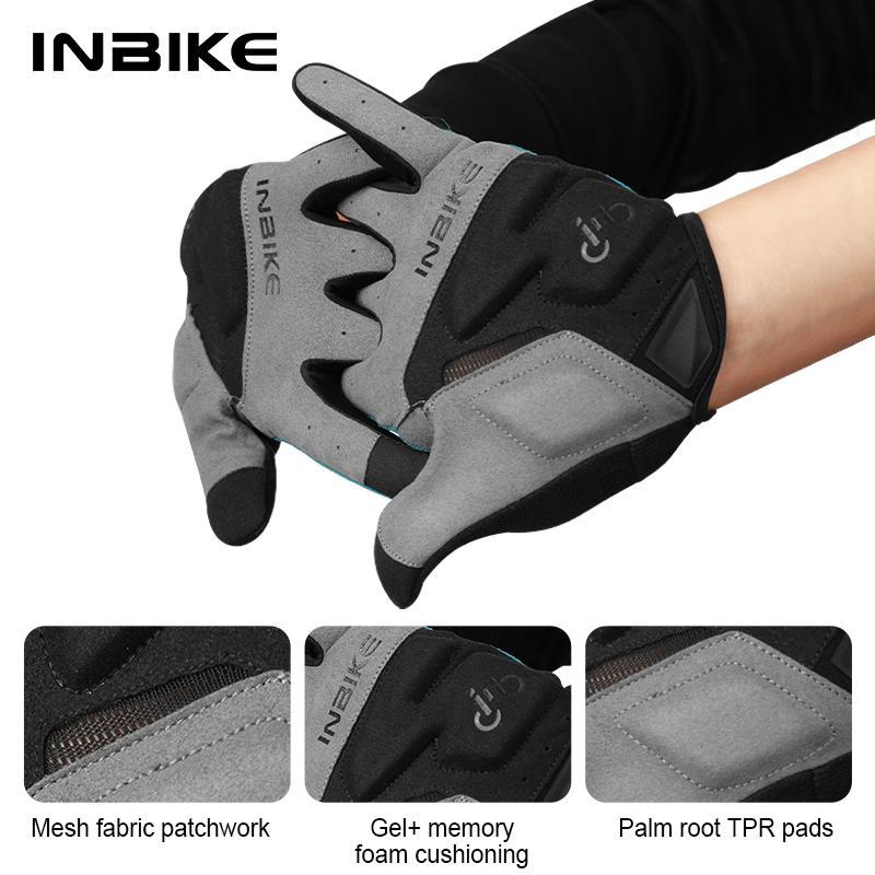 INBIKE 2023 MTB Cycling Gloves Gel Breathable Road Bike Riding Glove Touchsrceen Bicycle Gloves TPR Palm Pad Bike Accesssories