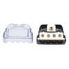 Automotive Sound Wiring Junction Box Power Distribution Unit with One 0GA Input and Four 4GA Outputs Including Adapters