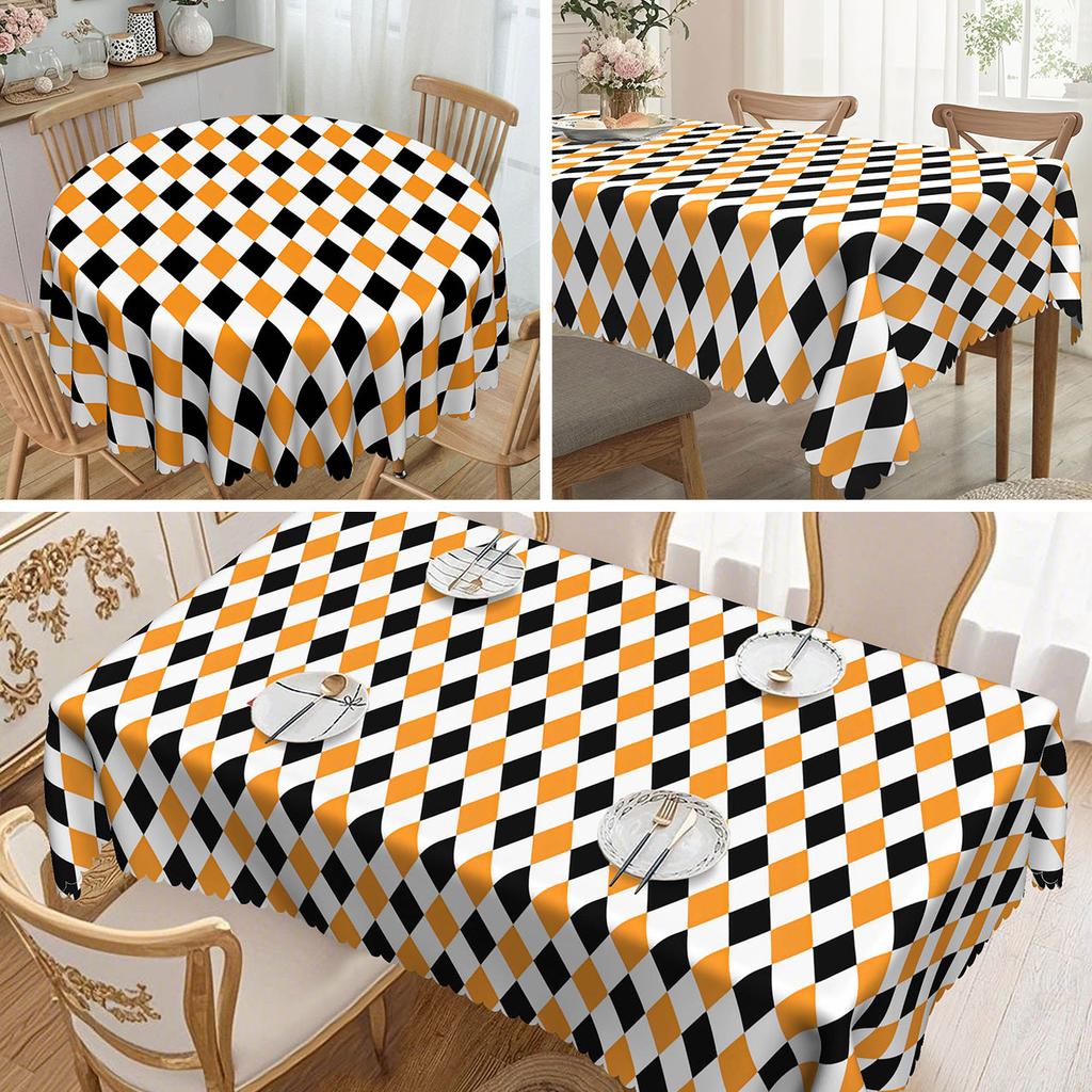 1 Halloween Orange And Black Tablecloth For May 5Th, Day Of The Dead, Party Decorations