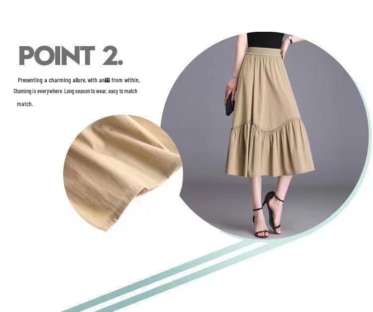 Plus Size High-Waist Pleated A-Line Skirt - Summer Slimming Elastic Swing Skirt for Moms