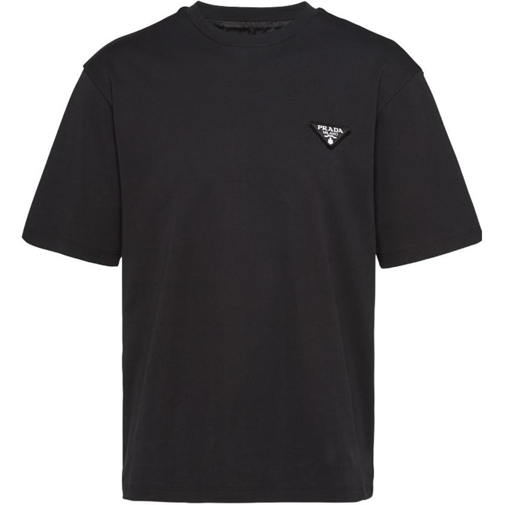 Prada Logotipo Detaliai apvalios apykaklės marškinėliai UJN837-240-F0002-S-WMO