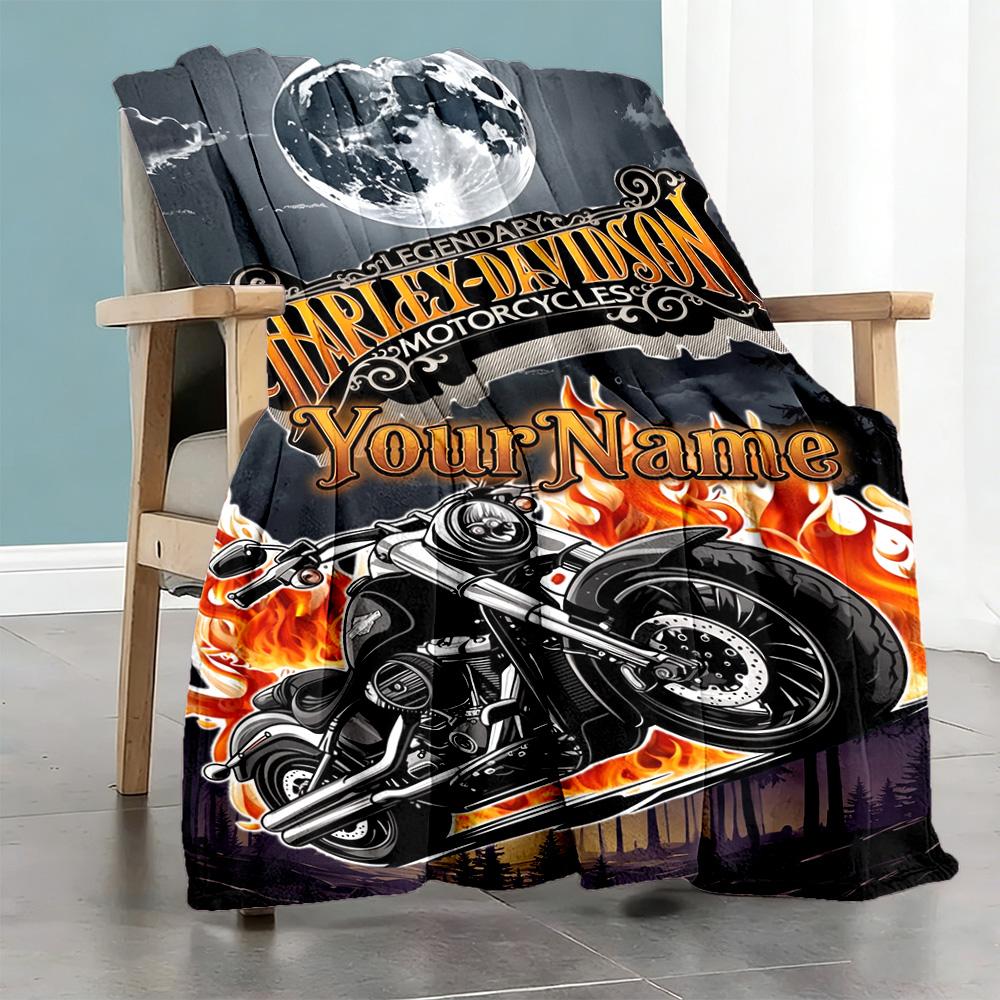 Harley-davidson Motorcycles Customize Text Blanket Gift Personalized Blanket Durable Comfort Suitable for Picnics Home Decor Couch Office Chair
