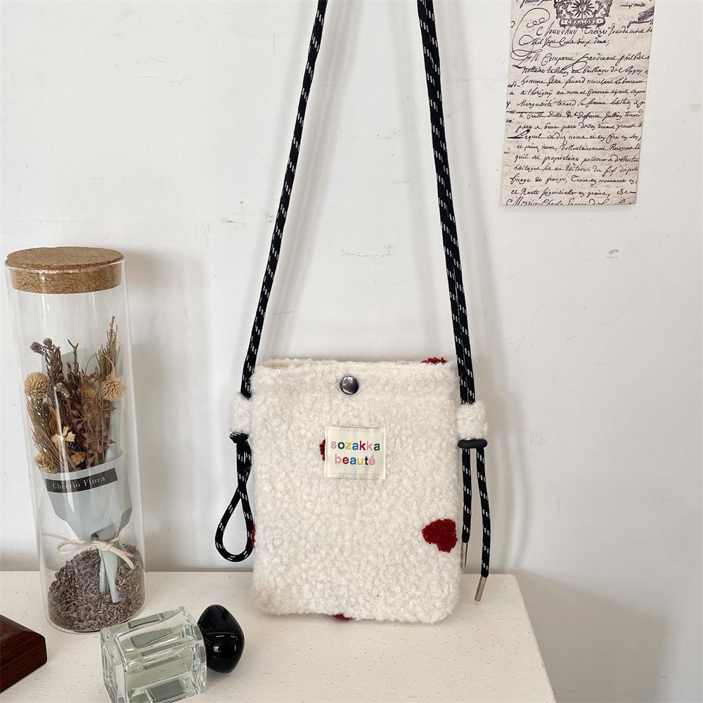 Soft Messenger Bag Plush Flower Commuter Leisure Bag Shopping Underarm Mobile Phone Bag Shoulder Bag