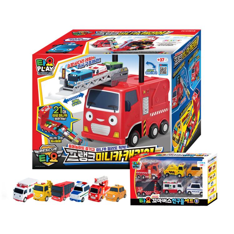 Tayo Frank Carrier + Tayo Freunde Mini Auto Set mit 6, koreanisches Spielzeug