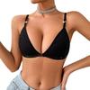 Ribbed Front Closure Deep V Wireless Bra