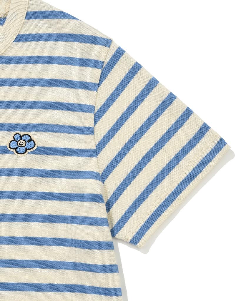 WACKY WILLY [26Ss] Women'S Striped Short Sleeve T-Shirt Sky Blue