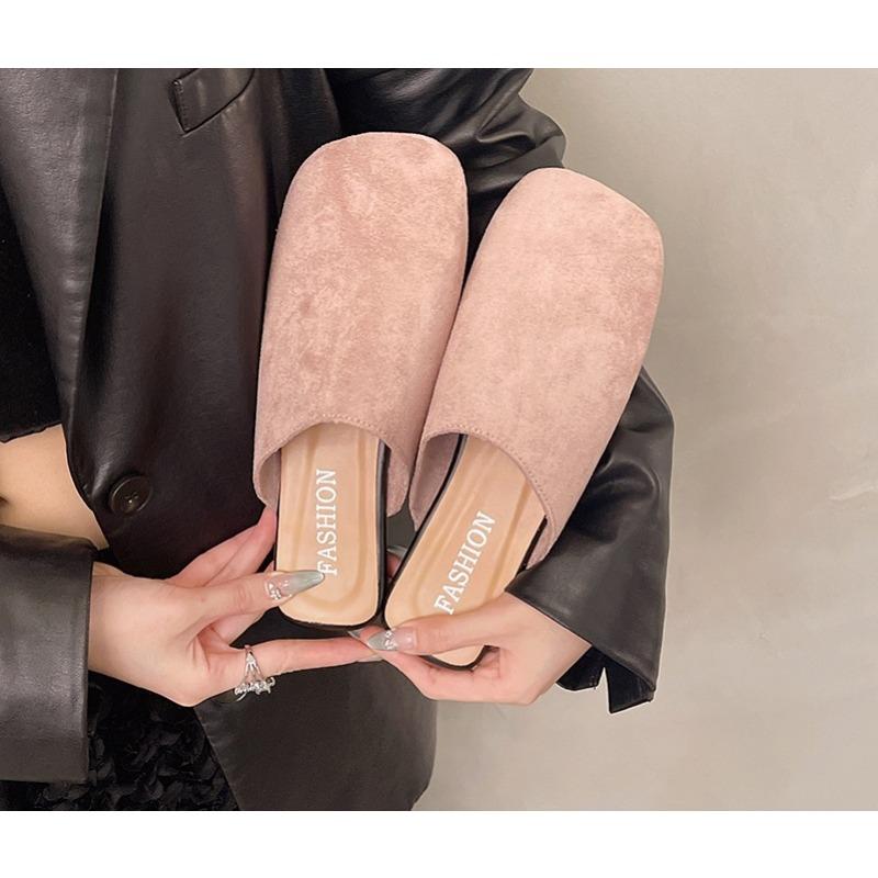 2026 Herbst Damen Flache Schuhe Mode Runde Spitze Slip-on Mules Schuhe Weicher Flacher Absatz Outdoor Lässig Kleid Sandalen Schuhe