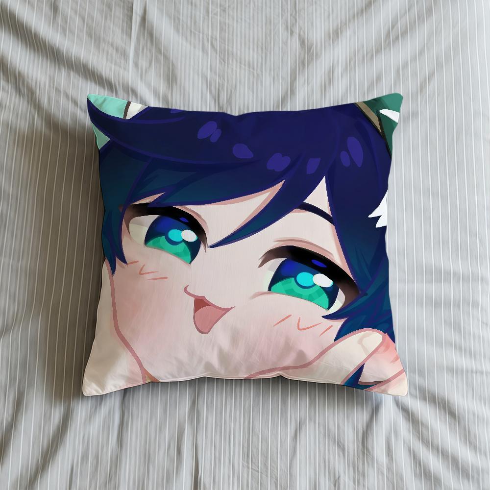 Cushion Face Cover Soft Q Case Genshin Sofa Impact Living Room Home Comfortable Office Game Decor Cupping Protective Pillow