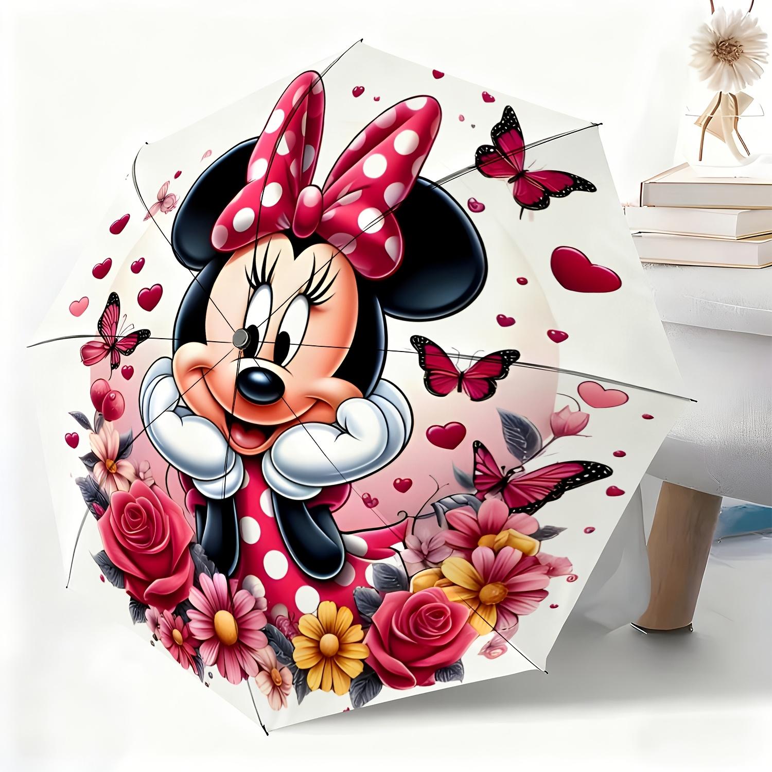 

1pc Disney Minnie Mouse Cartoon Character Automatic Umbrella, All-weather Dual-purpose Umbrella Suitable for All Occasions, Po (as the picture,Iron&8K)