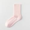 Women's Pure Cotton Mid-Calf Socks - Spring/Summer Style, Double Needle Craft, Solid Color, Seamless Toe.