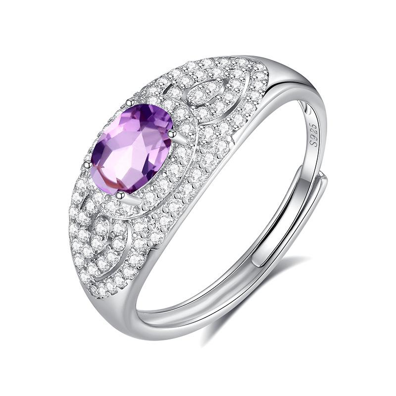 

Natural crystal stone jewelry s925 sterling silver ring women s niche high-end daily gift birthday gift live mouth