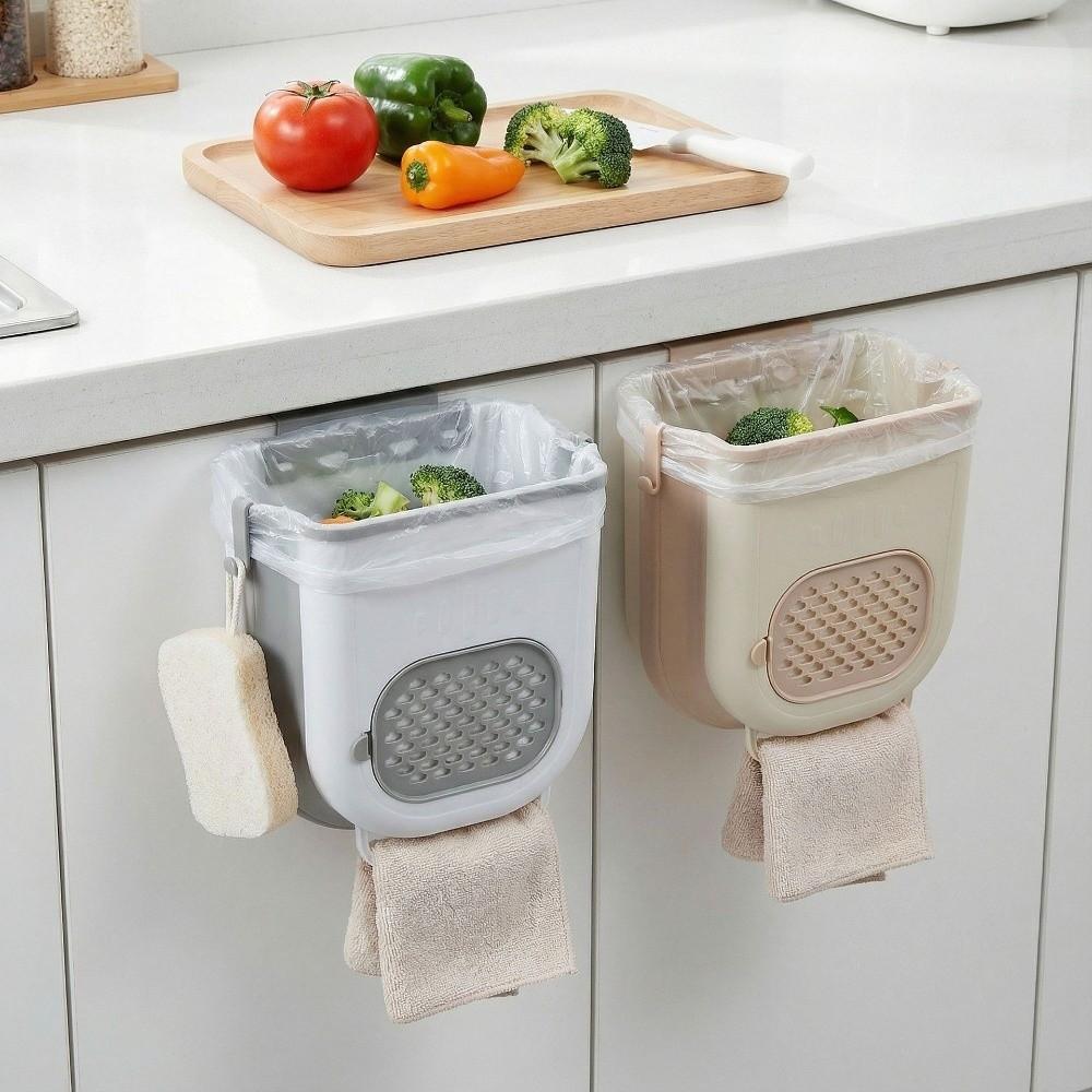 Hands-Free Wall-Mounted Trash Bin Space Saving Foldable Storage Bin No-Bending Trash Can  Bathroom