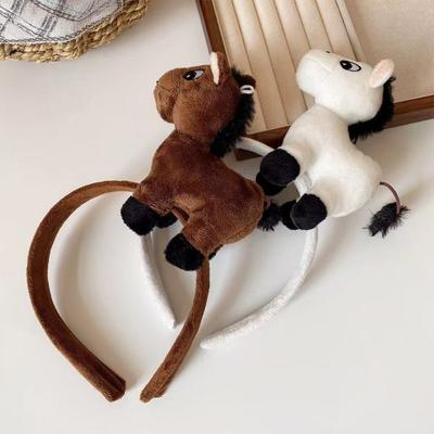 Hair Hoop Comfortable Fit Soft Plush Headband Year of Horse 2026 Cartoon Design Headband Shoots Cosplay Accessories