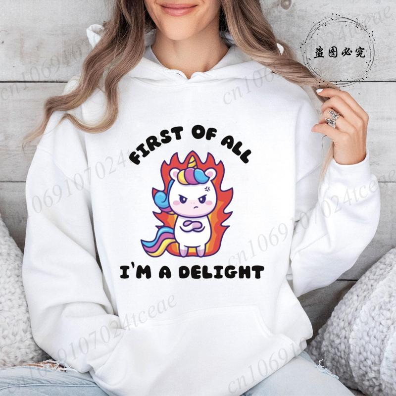 Women Hoodies Funny Unicorn Sarcastic Print Hoodie Fashion Clothing Casual Female Sweatshirts Funny Unicorn Fashion Streetwear