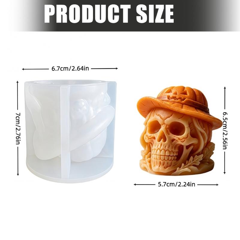 Saisonales Party-Formwerkzeug für handgefertigte Geschenke, 3D-Totenkopf-Gießform im Westernhut-Stil für Kerzenprojekte, Gipskunst und Ausstellungszwecke